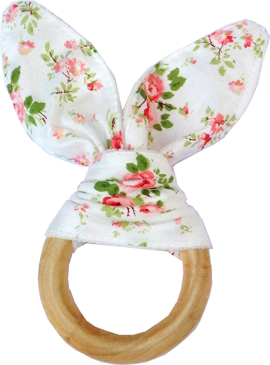 Wooden Baby Teether with Bunny Ears